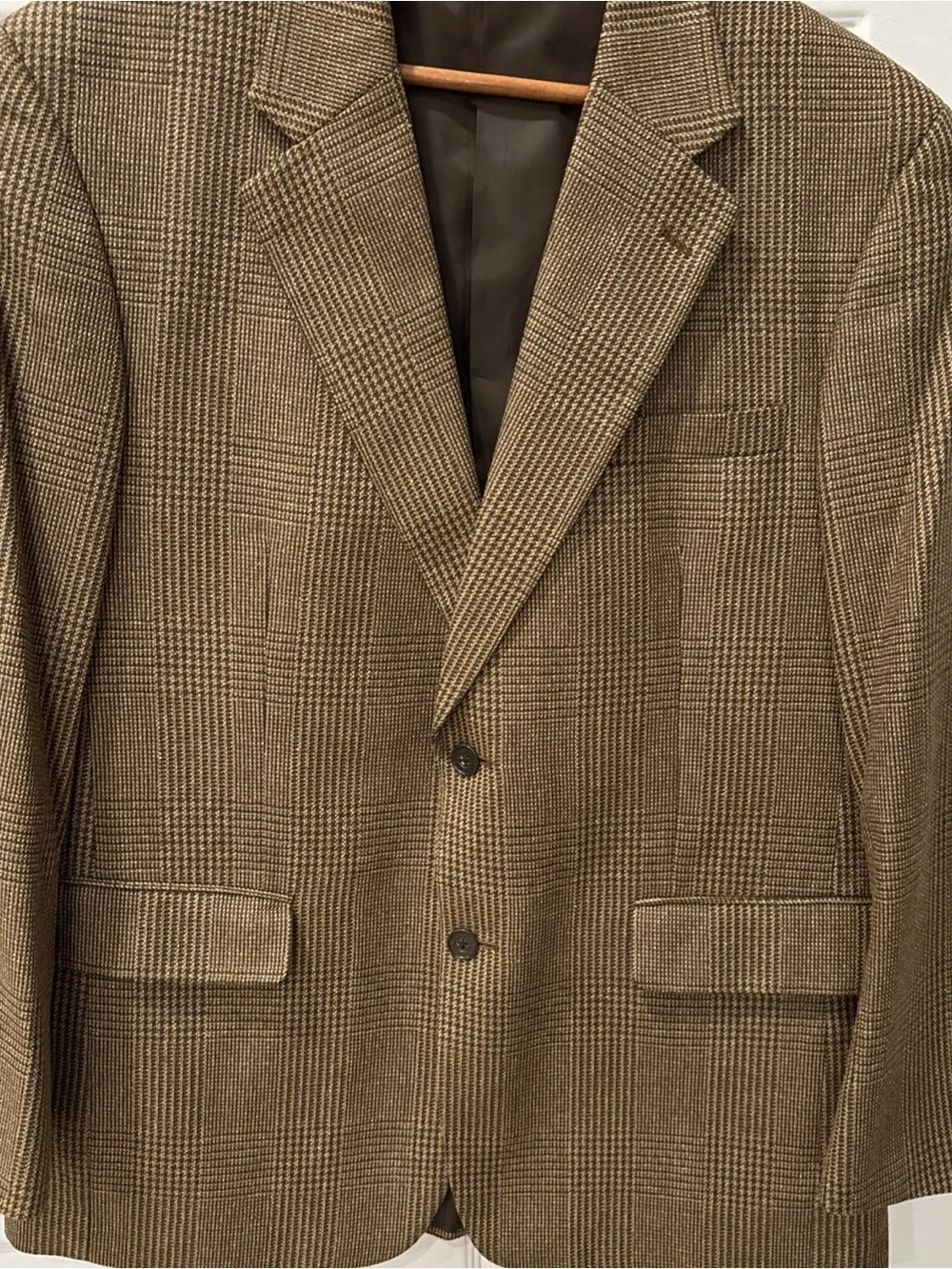 Club Room Men's 42R Silk Wool Sport Coat Pantex Brown Glen Plaid